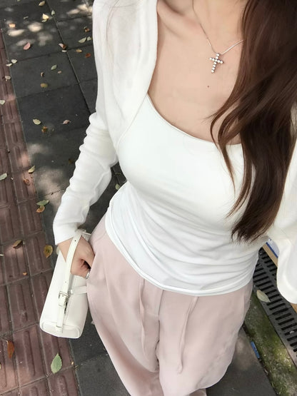 リネン混スラックス風ワイドパンツ
